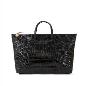 Clare V Attaché in Black Croco